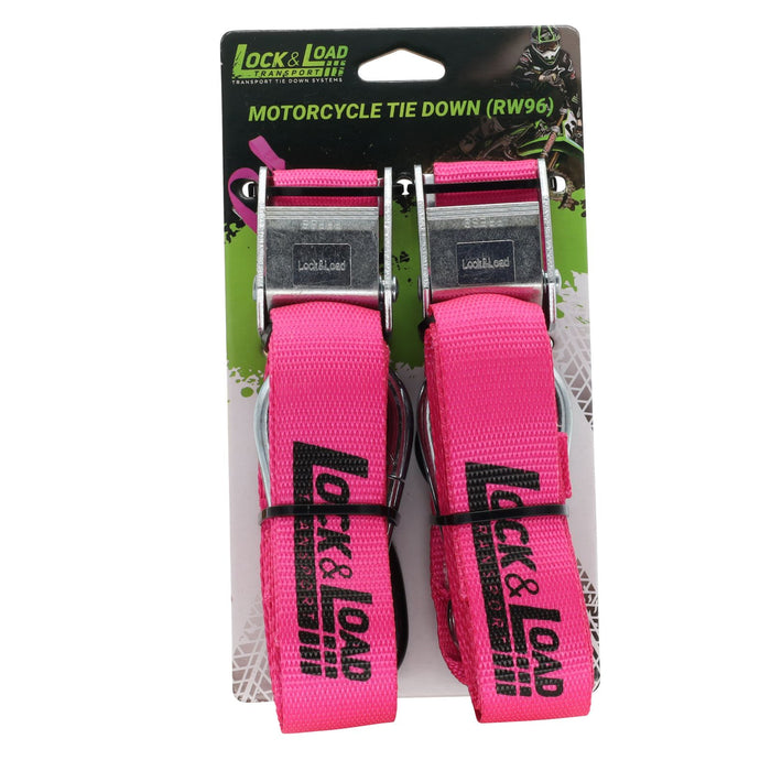 Pair of Hot Pink Motorcycle Tie Down Straps - RW96