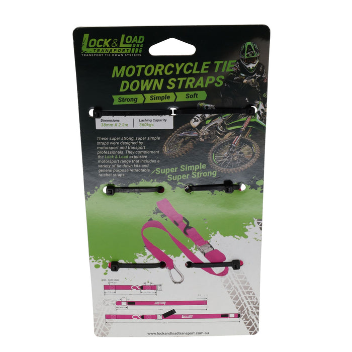 Pair of Hot Pink Motorcycle Tie Down Straps - RW96