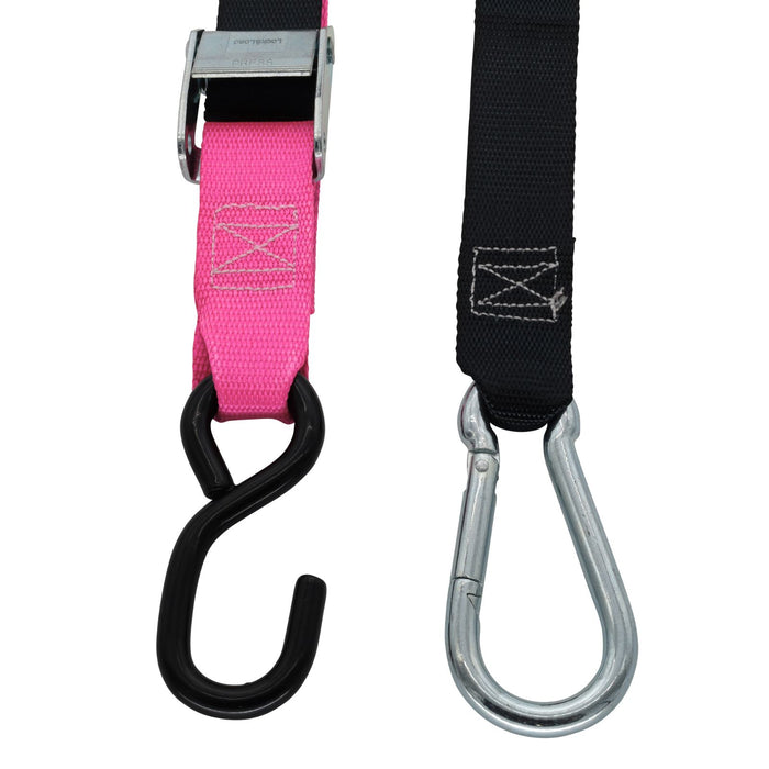 Pair of Pink & Black Motorcycle Tie Down Straps - RW97