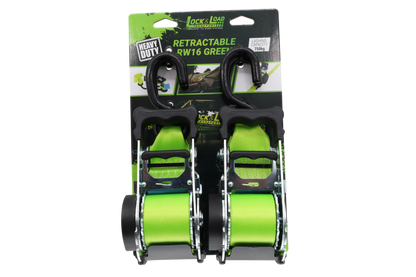 Pair of Retractable Ratchet Straps 50mm Wide 3m Long - RW16