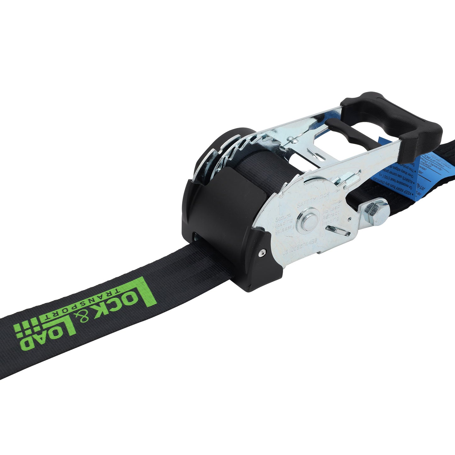 Pair of Black Retractable Ratchet Straps with Swan Hooks 50mm Wide 3m Long - RW216