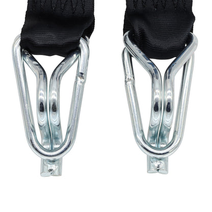 Pair of Black Retractable Ratchet Straps with Swan Hooks 50mm Wide 3m Long - RW216
