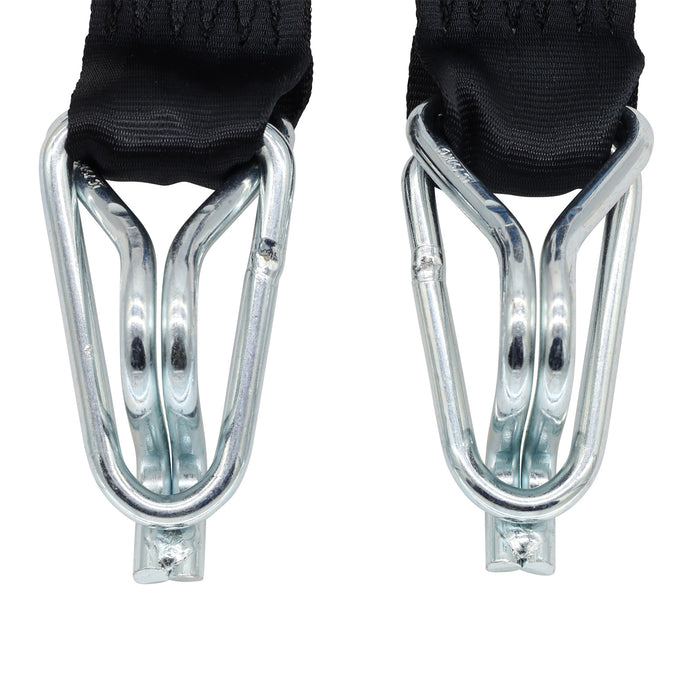 Pair of Black Retractable Ratchet Straps with Swan Hooks 50mm Wide 3m Long