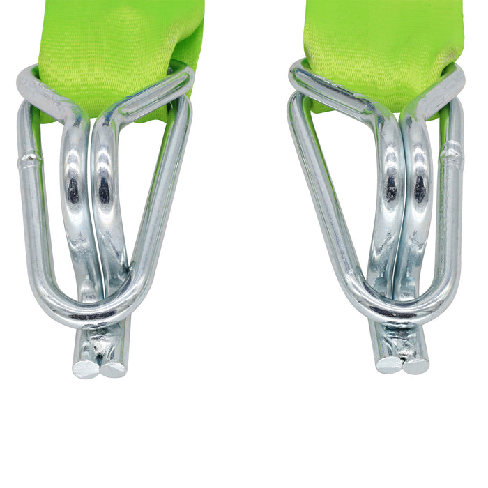 Pair of Green Retractable Ratchet Straps with Swan Hooks 50mm Wide 3m Long