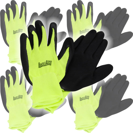 Oil Resistant Fluro Yellow Gloves - 5 Pairs - RW36