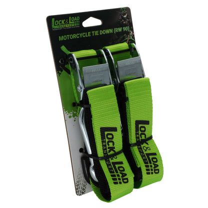 Pair of Green Motorcycle Tie Down Straps - RW90