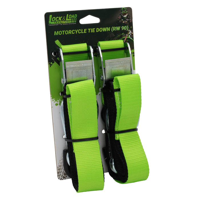 Pair of Green Motorcycle Tie Down Straps - RW90