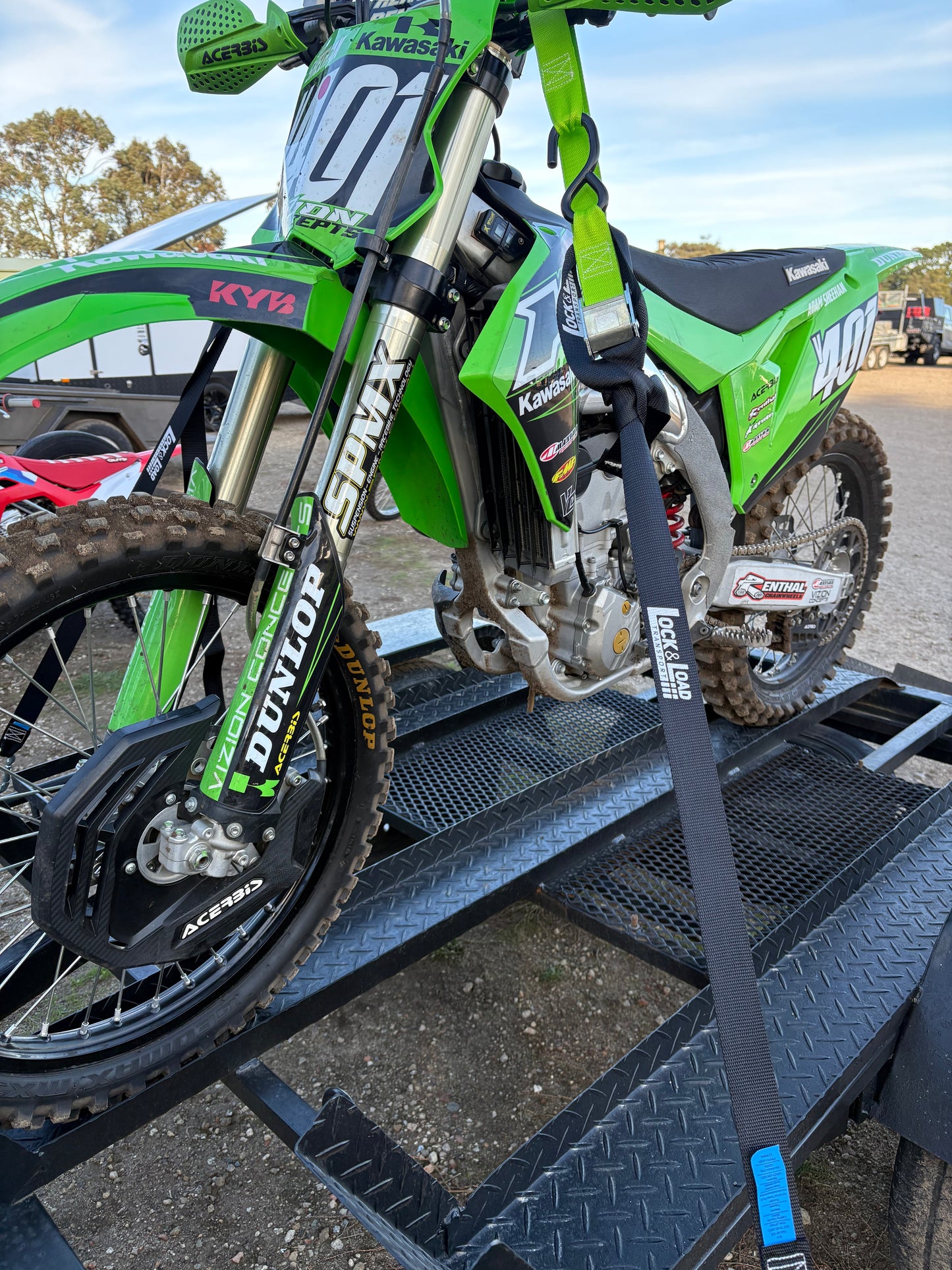 Pair of Green Motorcycle Tie Down Straps - RW90