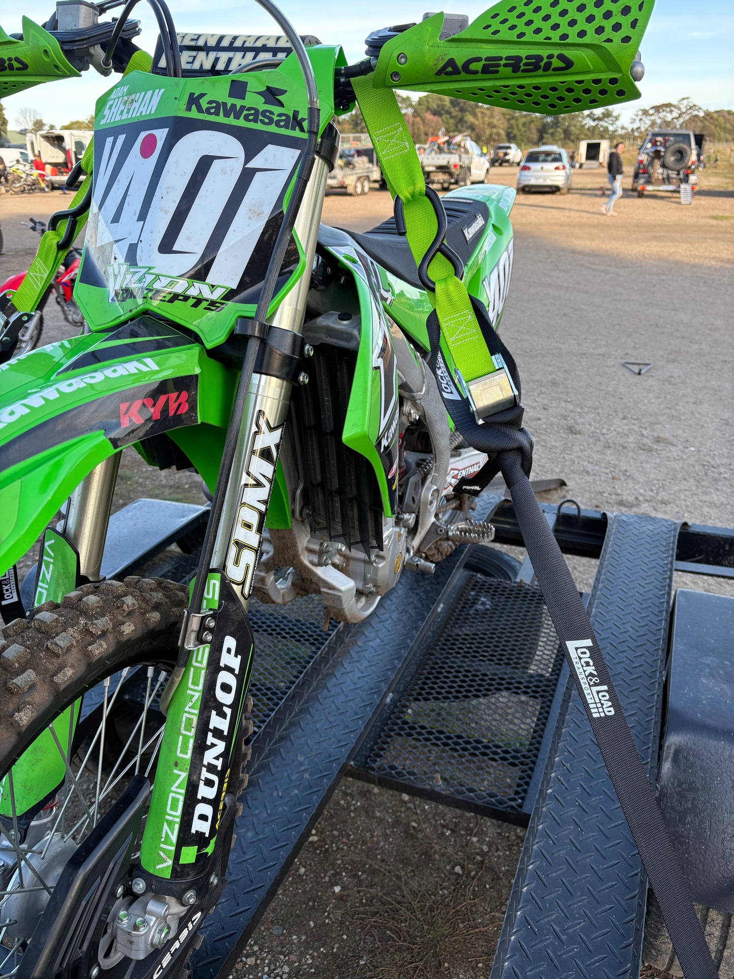 Pair of Green Motorcycle Tie Down Straps - RW90