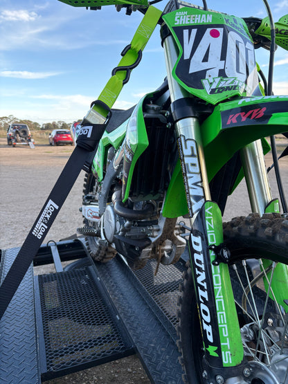 Pair of Green Motorcycle Tie Down Straps - RW90