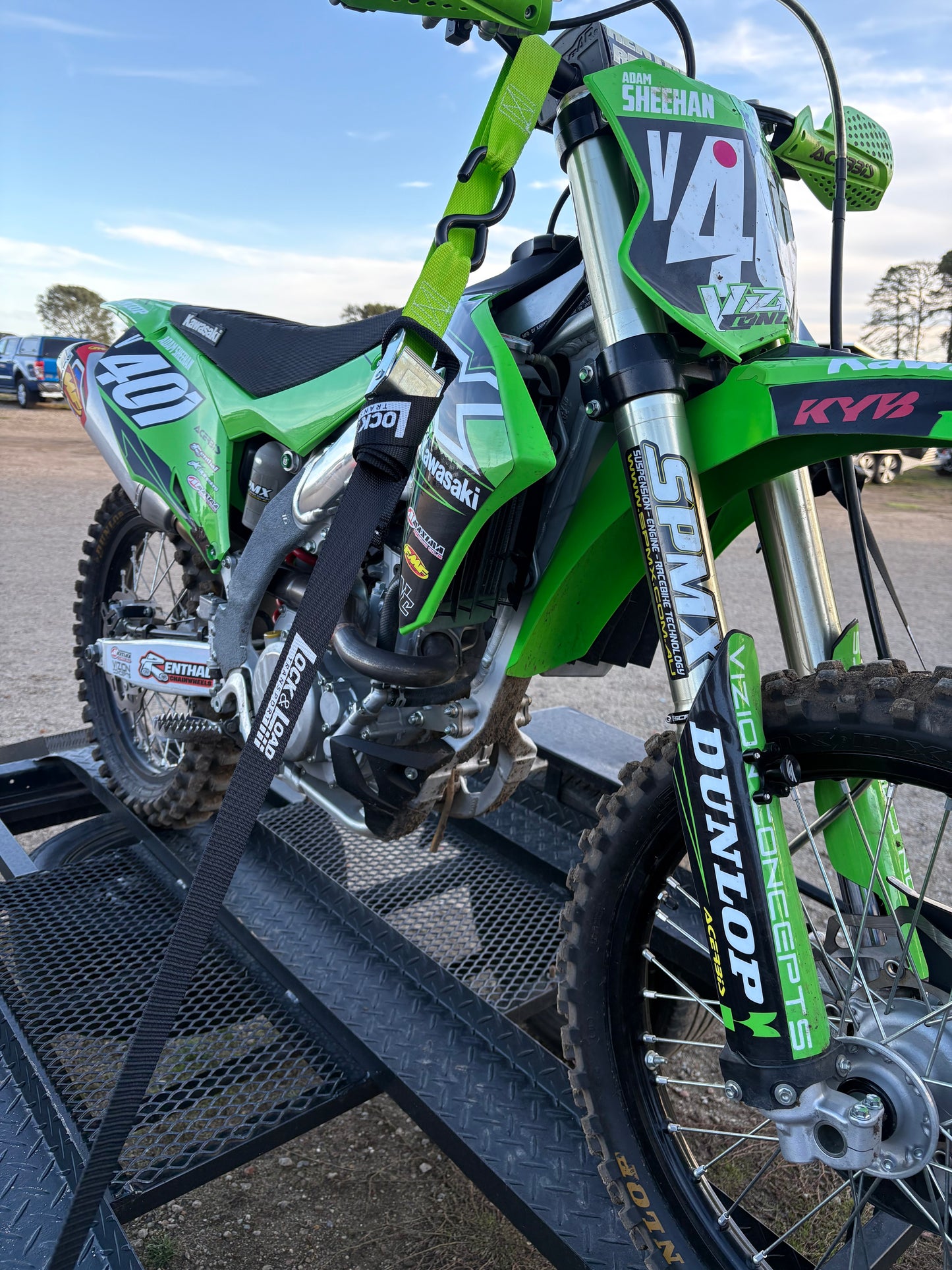 Pair of Green Motorcycle Tie Down Straps - RW90