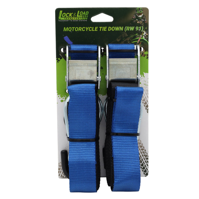 Pair of Blue Motorcycle Tie Down Straps