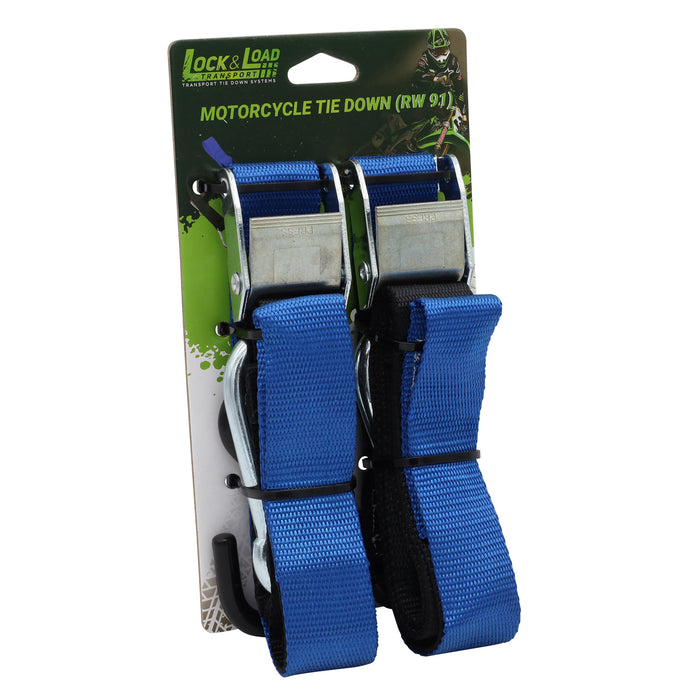 Pair of Blue Motorcycle Tie Down Straps