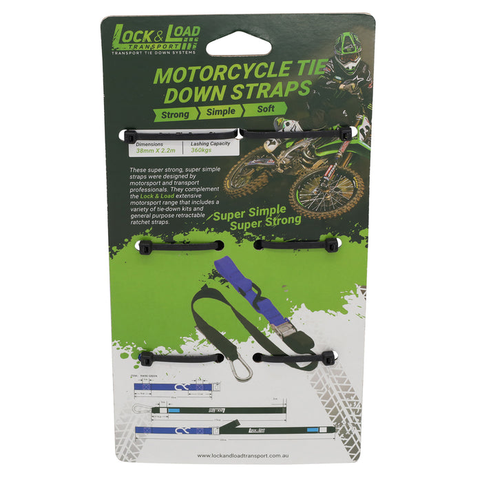 Pair of Blue Motorcycle Tie Down Straps