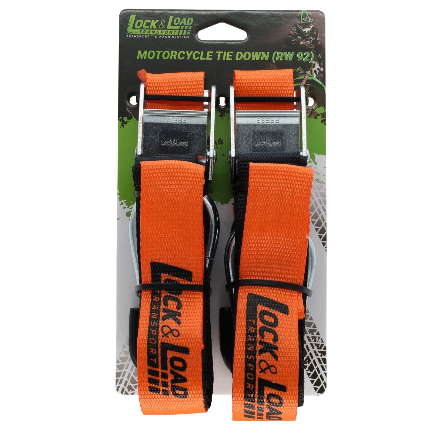 Pair of Orange Motorcycle Tie Down Straps - RW92