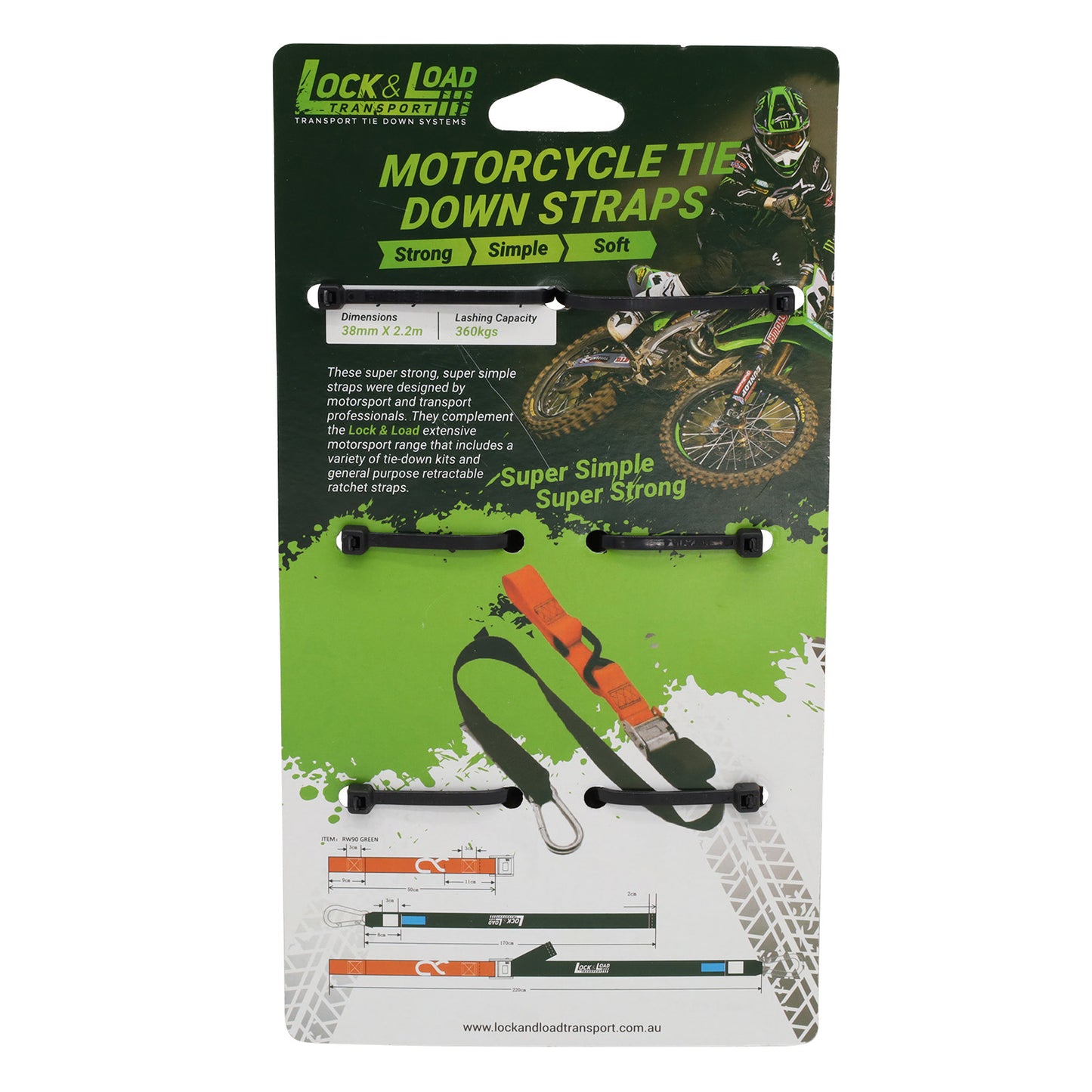 Pair of Orange Motorcycle Tie Down Straps - RW92