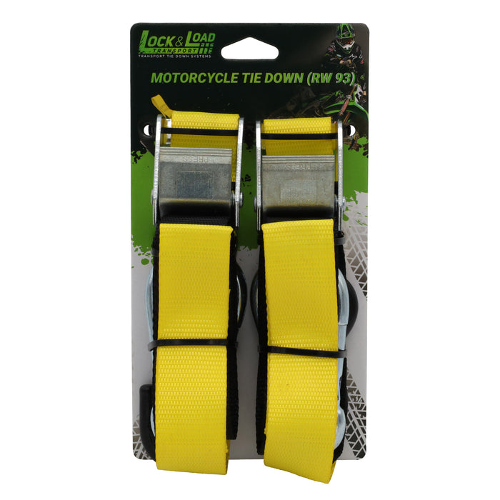 Pair of Yellow Motorcycle Tie Down Straps