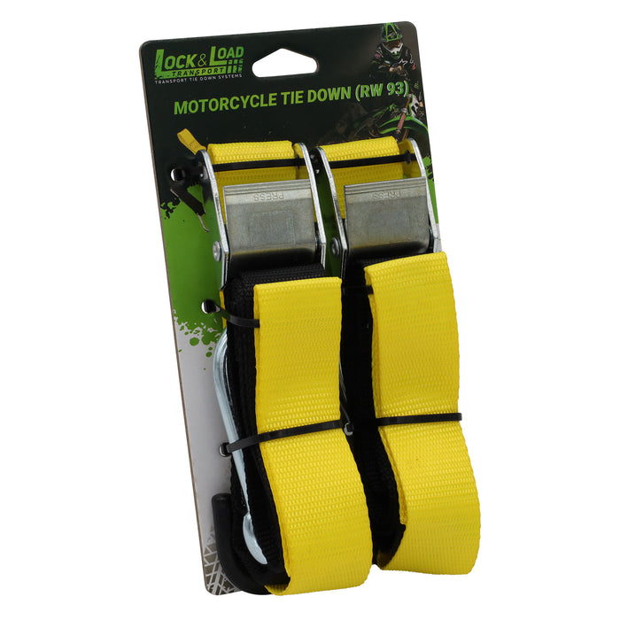 Pair of Yellow Motorcycle Tie Down Straps