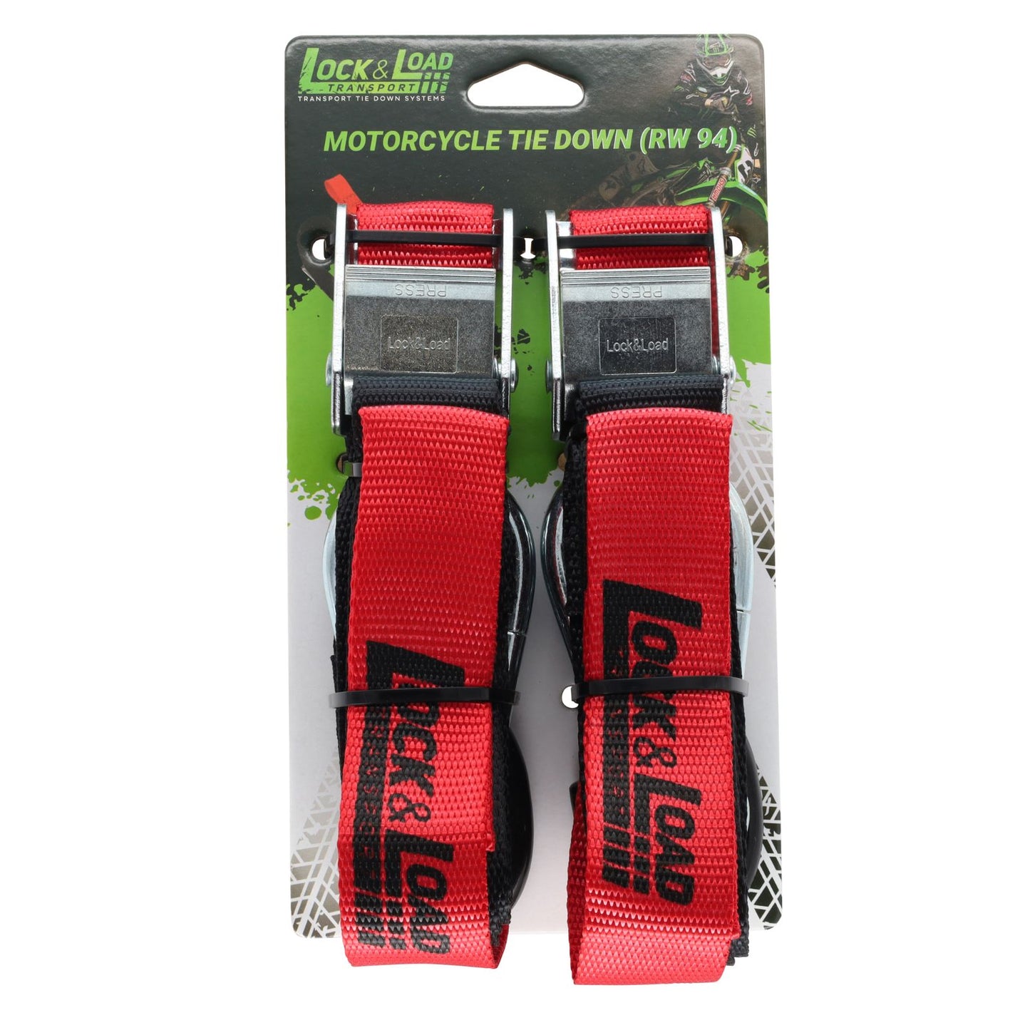Pair of Red Motorcycle Tie Down Straps - RW94