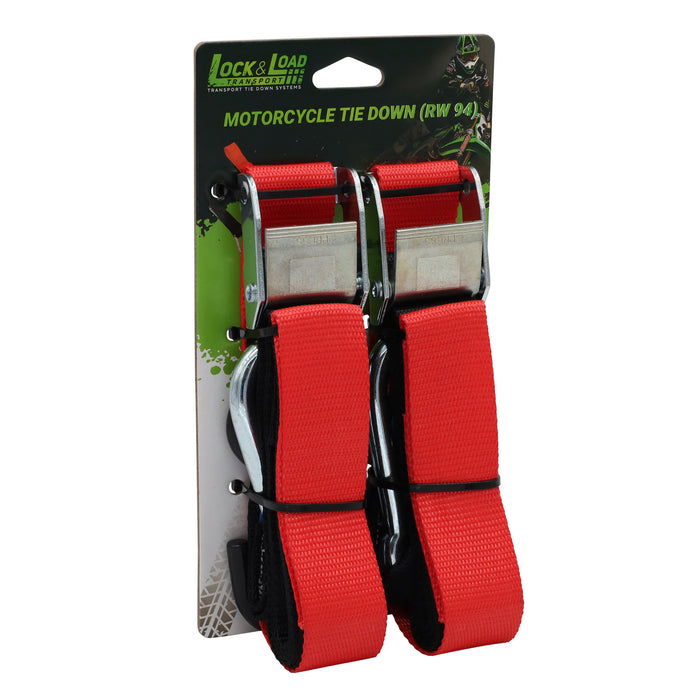 Pair of Red Motorcycle Tie Down Straps - RW94