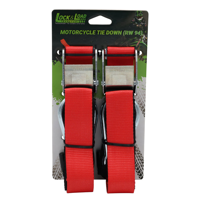 Pair of Red Motorcycle Tie Down Straps