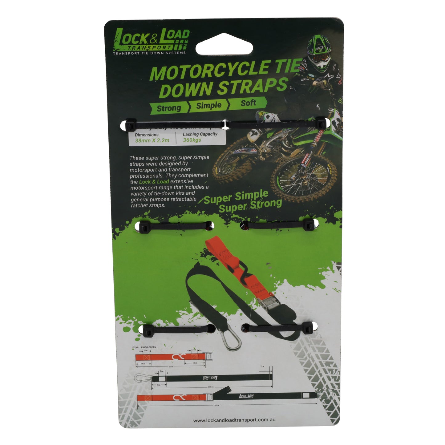 Pair of Red Motorcycle Tie Down Straps - RW94