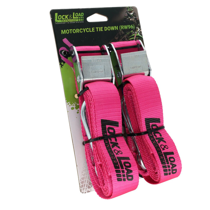 Pair of Hot Pink Motorcycle Tie Down Straps - RW96