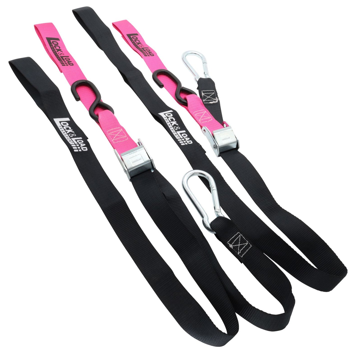 Pair of Pink & Black Motorcycle Tie Down Straps - RW97