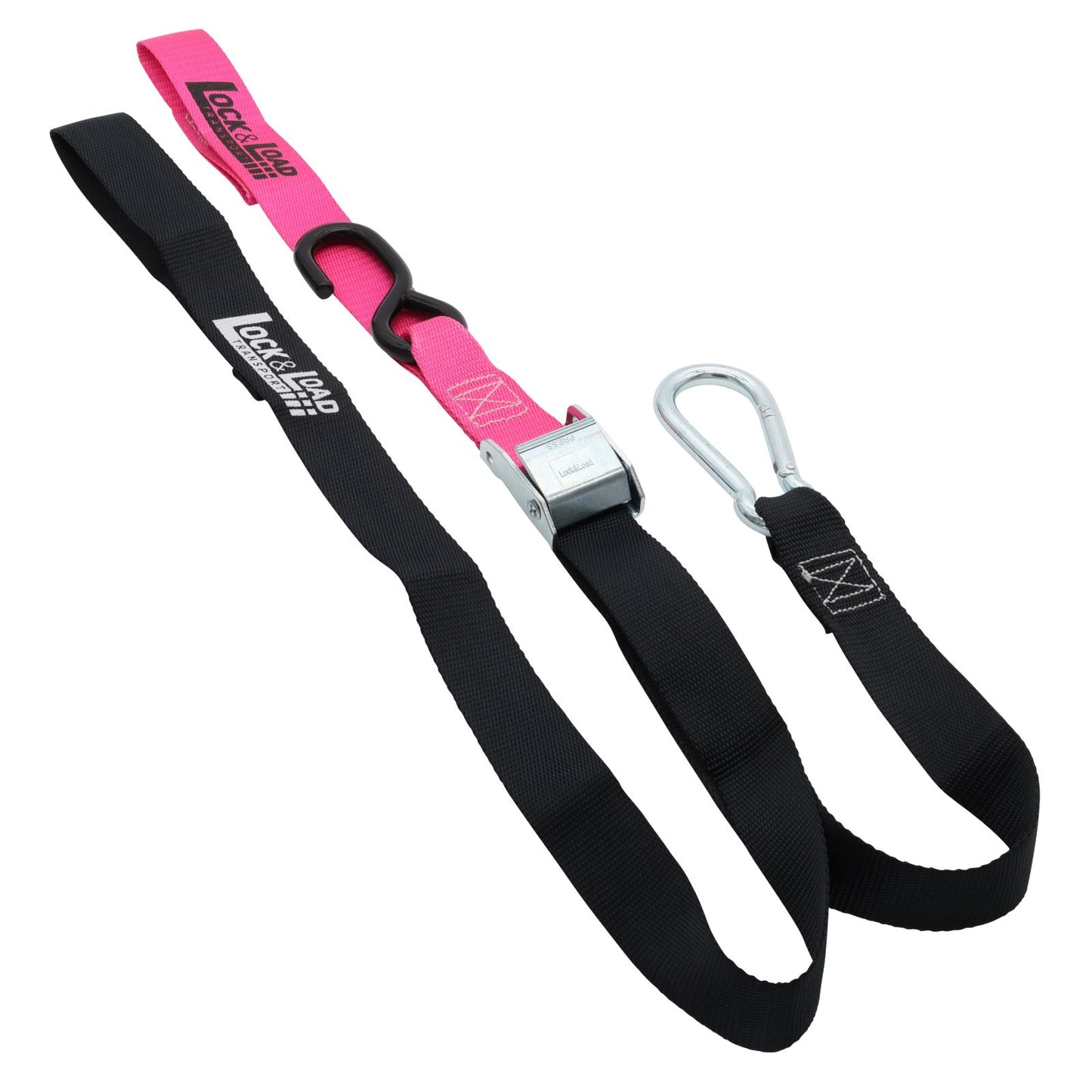 Pair of Pink & Black Motorcycle Tie Down Straps - RW97