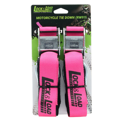 Pair of Pink & Black Motorcycle Tie Down Straps - RW97