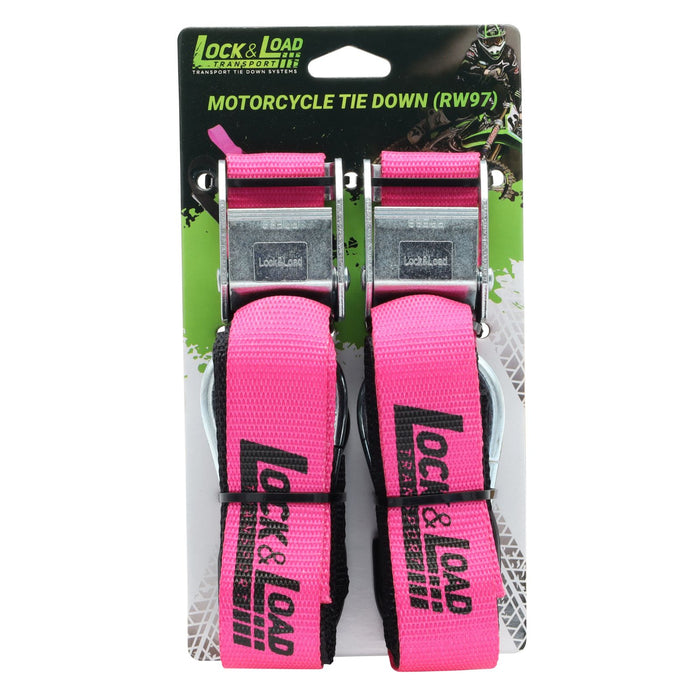 Pair of Pink & Black Motorcycle Tie Down Straps - RW97