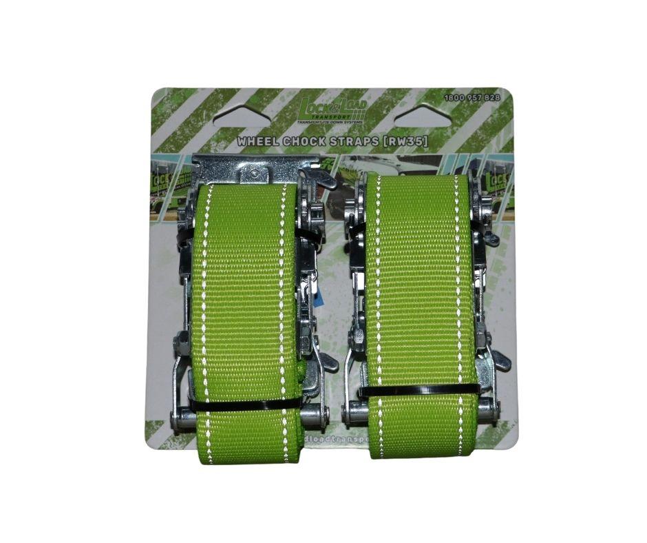 Wheel Tie Down Straps 1.8m Pair RW35 - Lock & Load Transport